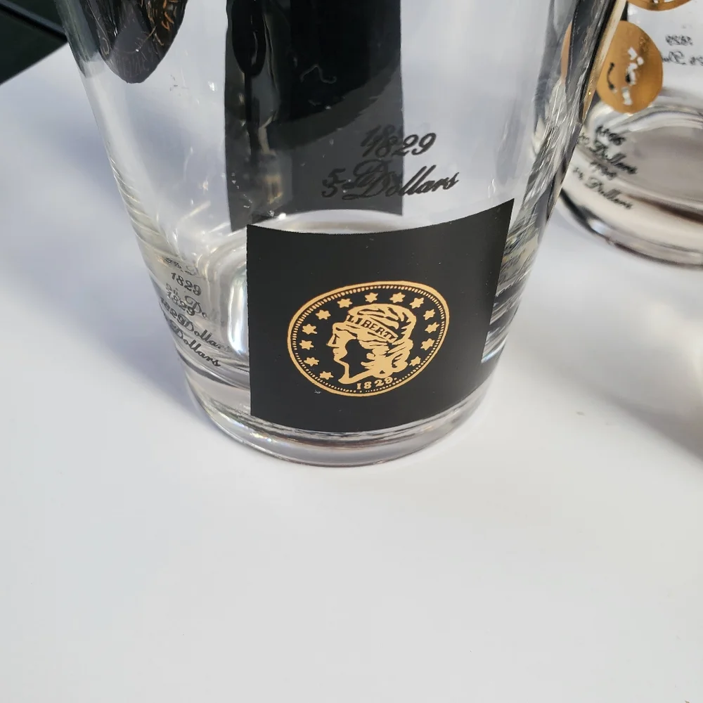 4 MCM Frank Wallack‎ for Cera 22kt Gold Coin Whiskey Old Fashioned Glasses